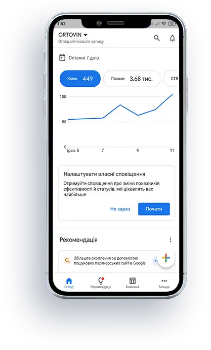 mobile screen, Google ADS